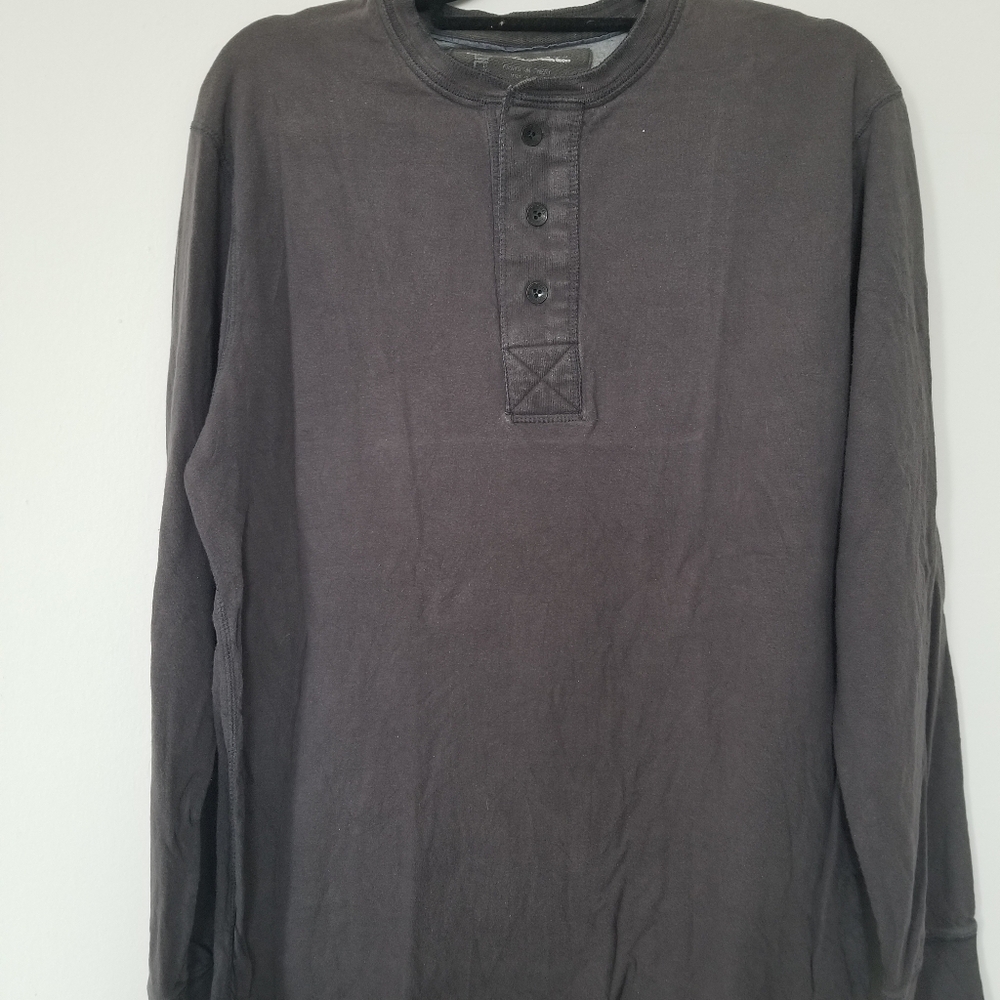 Black Long Sleeve Henley Shirt